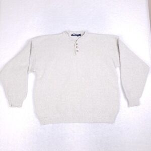 Vintage 90s Cherokee Sweater 2XL Gray Knit Henley Pullover Made in USA